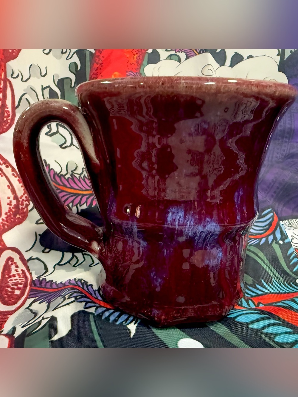 Hand Thrown Studio Art Pottery Mug Unique Drip Glaze One of a Kind
